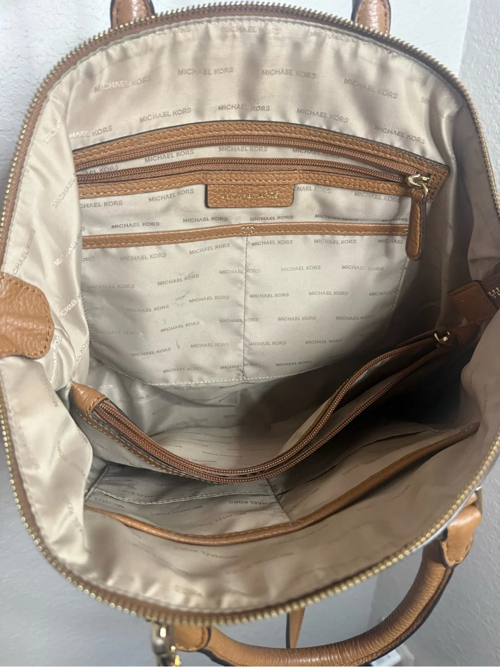 Michael Kors Cognac Pebbled Leather Satchel
